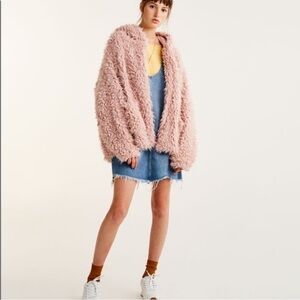Pull&Bear Soft Pink Teddy Jacket
